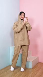 Jas Hujan Setelan Tebal Terbaik Bahan PVC 025 Pria Wanita Elastis Anti Rembes