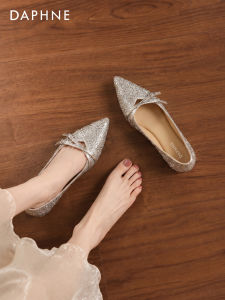 Daphne | Pointed Flat Womens Shoes with French Style Crystals Heel Increasing