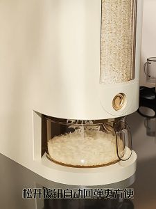 Rice Dispensers with Lid Time Scale Rice Bucket Food Container Rice Grain Storage Box Plastic Seal Moisture-proof Insect-proof Food Dispenser Household