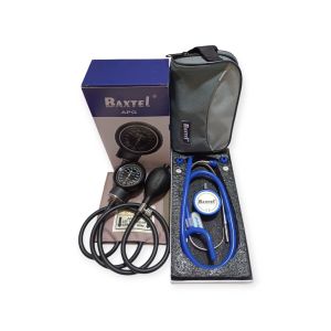 Baxtel APG Black Aneroid Sphygmomanometer With Royal Blue Deluxe Stethoscope