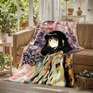 BILIBILI | Tokyo Anime Girl Japan Flannel Blanket Perfect for Sofa Office Bed Travel Sleep Read Relax Camping Four Season Use