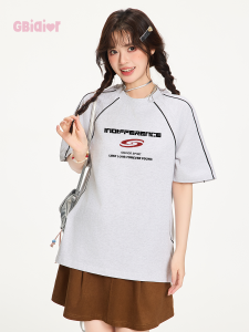 Áo Thun Cotton Pha Trộn Phong Cách Mỹ Gbiaior Dành Cho Nữ Mùa Hè Thường Ngày in Họa Tiết Tay Ngắn Dáng Rộng Thoải Mái