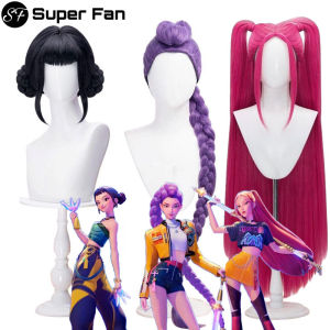 (Super Fan) Movie Kpop Cosplay Wig Mira Rumi Zoe Demon Hunters Purple Black Red Long Hair Heat Resistant Synthetic Wigs Carnival Props