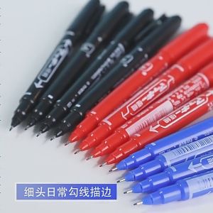 2 หัว แพค 3 ด้าม 3 สี (ดำ / แดง / น้ำเงิน) ปากกาเขียนซีดี ปากกาเขียนซอง ปากกามาร์คเกอร์ หัวลูกลื่นเมจิก กันน้ำ