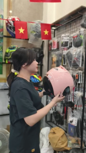 Mũ bảo hiểm 3/4 KLT 2 kính màu Hồng Sữa siêu dễ thương - Nón bảo hiểm chính hãng tặng khăn ninja và tem KYT