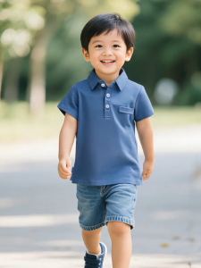 [Fast Shipping] Boys Short Sleeve Shirt for Kids 2-8 Yrs Front Pocket Soft Cotton Polo Shirt for Kids Boy
