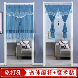 French Lace Door Curtain Semi-Height Kitchen Room Partition Blocking Curtain No Drilling Required Short Curtain for Bedroom Bathroom
