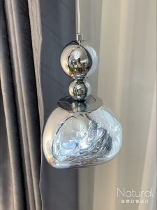 Bauhaus Style Lava Glass Pendant Lighting Fixture High Ceiling Chandelier - Height Adjustable Modern Hanging Light For Kitchen Island Bedroom Dining Coffee Bar