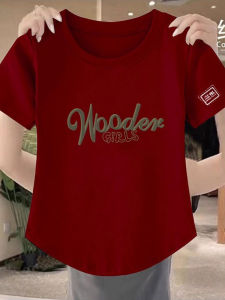 QIANSHUIYIYUN | Red Short Sleeve Slim Fit Summer T-Shirt