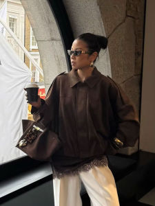 Áo Khoác Nữ Mùa Thu Chất Liệu Giả Da Lộn Dáng Rộng Tay Dài Màu Trơn Cổ Trụ Khóa Kéo Thời Trang Đường Phố Dành Cho Phụ Nữ Trung Niên