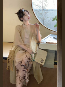 Mid Length Long Length Chiffon Sun Protection Clothes for Women Summer 2023 New Style Loose Fit V-Neck Cardigan