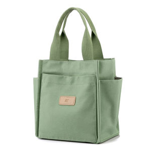 Canvas Bag Womens Large Capacity Lunch Bag Handbag Student Class Bag Multi-Pocket Compartment Work Hand Carrying Shoulder Bag