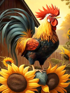 Huacan 5D DIY Diamond Embroidery Animal Chicken Cross Stitch Kit Full Painting Flower Home Decoration Picture Of Rhinestones