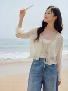 INMAN | French Style Lace V-Neck Knit Cardigan