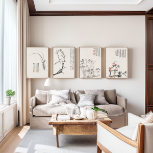 New Chinese Modern Minimalist Sofa Background Wall Art