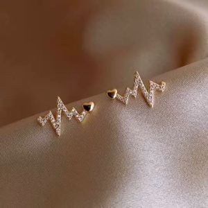 🔥พร้อมส่ง 🔥 BYB ต่างหู be your bag ก้านเงินแท้ S925 Heartbeat สีเงิน สีทอง Code 2118 (B14)