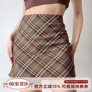 Váy Ngắn Chữ a Cạp Cao Họa Tiết Kẻ Caro Phong Cách Đường Phố Cổ Điển Của Mỹ Go Bé Gái Go Dành Cho Nữ Mùa Hè 2024