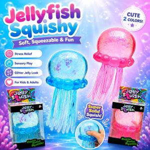 Jellyfish Squishy Toy Fidget Toy Stress Relief Soft Squeeze Stretch Toy Sensory Toy Cute Glitter Jellyfish Squishy For Kids Adults Girls Boys Relaxing Desk Toy Ocean Theme Gift Birthday Gift