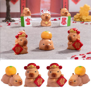 YESPERY รูปแกะสลักเรซินสำหรับปีใหม่ขนาดเล็ก Capybara เครื่องประดับนำโชคประดับโต๊ะน่ารักของขวัญปีใหม่จีน Hiasan Mobil บ้าน2025
