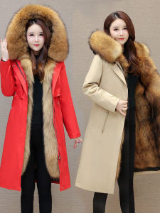 Womens Parka Coat Fur Lined Removable Inner Thickened Winter Warm Long Sleeve Zipper Closure Casual Commute Style Outerwear