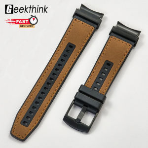 GEEKTHINK 20mm No Gaps Quick Fit Silicone + Leather Strap for Samsung Galaxy Watch 6 Classic 43mm 47mm 6 5 4 40mm 44mm for 5 Pro 45mm Sports Watchband