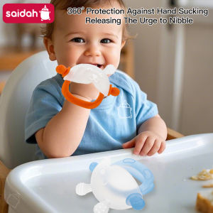 360° Hand Sucking Protection Teether - Cute Bunny Design with Full-Hand Grip Hollow & Solid Biting Surfaces Baby Toy