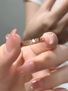 Luxurious Diamond Embedded Ring for Women Rhodium Plated Rose Gold Hexagonal Shape Zircon Diamond Stylish Minimalist Design