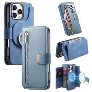 szhaiyu | Phone Case for IPhone 17 17E 16E 16 15 14 13 12 11 Pro Max Xs Xr 8 Plus 2In1 Detachable Leather Zipper Wallet Card Holder Cover