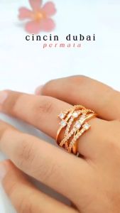 A210 - Cincin Dewasa Dubai Love Krawang Permata Elegan Perhiasan Xuping Wanita 18k - Cute