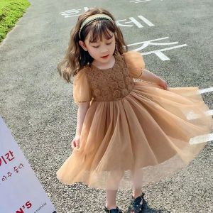 Unlimited X Girls Bubble Sleeves Fluffy Mesh Shirt Cute Flower Party Birthday Dresses