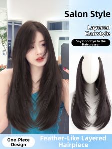 JUZITING | Volume Enhancing U-Shaped Hair Extension Invisible Seamless Long Straight Hair Clip-In Extension