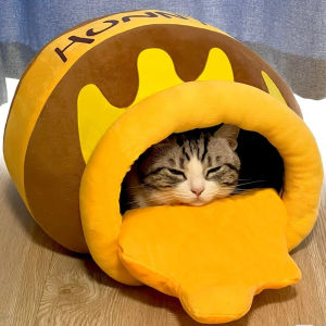 ที่นอนหมีพอดีตัวสำหรับแมวฤดูหนาวแบบหุ้มรัดความอบอุ่นแบบปิดที่ให้ความรู้สึกปลอดภัยสำหรับแมวเล็ก อุปกรณ์สำหรับแมวที่เป็นที่นิยม
