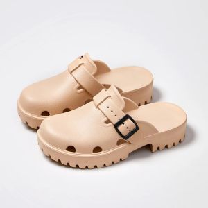 Summer New Heels Clogs Women EVA Openwork Sandals Soft Platform Modern Slippers Street Beach Slides Shoe Leisure Mules Amagi