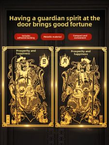 New 2025 Door God Stickers Large Size Single Couple Spring Festival Decorations Adhesive for Front Door Chinese New Year Paper