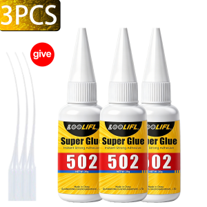 LOOLIFL 502 Super Glue Quick-drying Instant Cyanoacrylate Adhesive Leather Rubber Glass Wood Metal Strong Bond Liquid Glue Tool