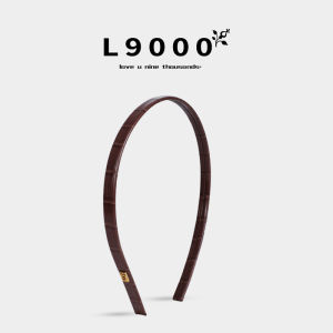 L9000/Retro PU Leather Metal Label Slim Hair Hoop Female Classy Western Style Hairpin Not-Too-Tight Hair Fixer Headwear for Face Wash