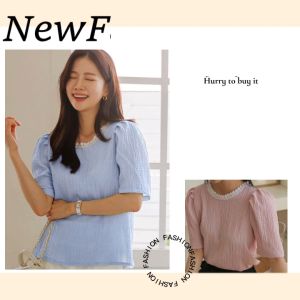 LHSunshine ใหม่ล่าสุด - เสื้อแฟชั่นคอกลมลายดอกไม้แขนสามส่วนไม่ปักลวดลายเรียบๆสไตล์สาวออฟฟิศ เพราะกำลังเป็นสิ่งที่เริ่มต้นในผลิตภัณฑ์ใหม่ของ LHSunshine 👩