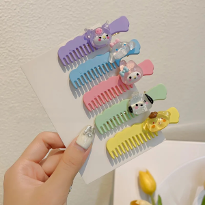 Cute Transparent Ins Style Mini Comb Girls Hair Clip Gummy Dog Hair Accessories Korean Fashion Fresh out New Edge Clip