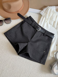 กางเกงขาสั้นผ้าขนสัตว์เอวสูง ทรงหลวม ทรงหลวม กางเกงขายาวลำลอง กางเกงขายาวสำหรับใส่กับรองเท้าบูท ฤดูใบไม้ร่วง ฤดูหนาว 2025 สำหรับผู้หญิง