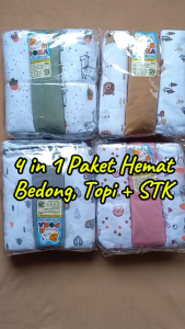4in1 Paket Hemat Perlengkapan Bayi Baru Lahir Bedong + Topi Set Sarung Tangan & Kaki Serian Cokelat Poka SNI ZPH25