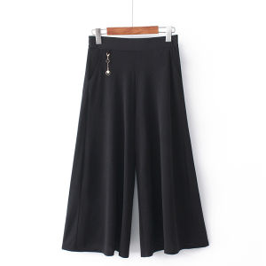 Summer New Style Thin Ice Silk Wide Leg Pants Loose Fashionable Seven-Foot Pants for Middle-Aged And Elderly Women