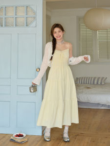 Slimming Effect Womens plus Size Dress Baby Blue Strapless Gown Korean Style Commute Fashion High Waist A-Line Skirt