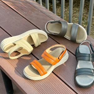 Guzzi Women’s Genuine Leather Velcro Sandals – Comfortable Casual (Kasut Lelaki) GLS-60021