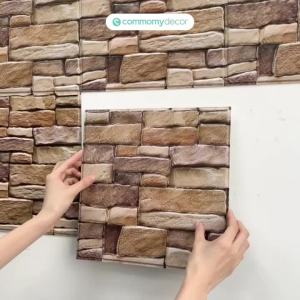 Ốp Tường Giả Đá 3D Tự Dính Dán Liền Chống Thấm Chống Ẩm Chất Liệu PVC Họa Tiết Đá Và Sỏi Dùng Cho Nhà Bếp Phòng Tắm