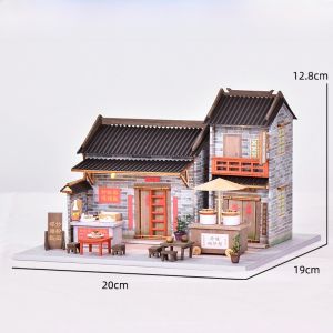 Miniature Scene Model House DIY Assembly Tea House Boredom Relief Handmade Gift for Girls Wood Material Building Model