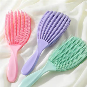 Dorisna อุปกรณ์นวดแบบเปลือกหอยแปรงหวีผมมีรูกลวงหวีป้องกันไฟฟ้าสถิตย์นวดหนังศีรษะหวีจัดแต่งทรงผมเครื่องมือทำผม