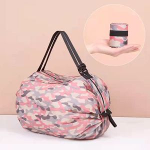 Shopping Bag Foldable Waterproof Portable Ultralight Beach Bag Reusable Storage Bag Eco Bag Fashionable Travel Bag (Black/Pink)