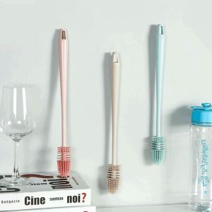 Sikat Pembersih Botol/Cangkir/Gelas Bahan Silikon Dengan Gagang Untuk Dapur 2QW15