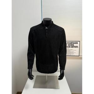 Mens Fishbone Pattern Henry Collar Long Sleeve Polo Shirt Heavyweight Stand Collar American Style Top Fashion Trend Brand