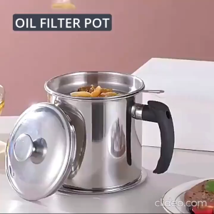Stainless Steel Oil Container Oil Strainer Tray Kitchen Cooking Grease Filter Oil Fat